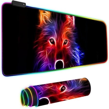 Opplyst Gaming Musematte, RGB LED Lys Musematte, Gaming Musematte med USB-kabel, 800 x 300 x 4 mm