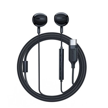 Acefast L2 in-ear-kuulokkeet USB-C-liitännällä, mikrofonilla ja kaukosäätimellä 1,2 m - musta