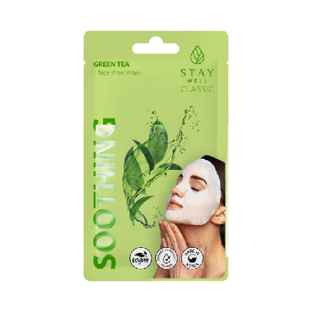 Stay Well Classic sheet mask - GREEN TEA Soothing Ansiktsmask & peeling Dam 22G