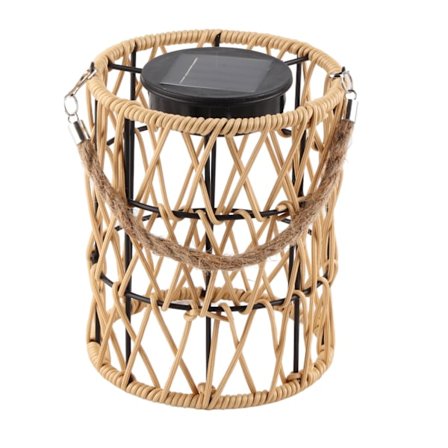 Udendørs Solar Rattan Lanterne LED IP44 Vandtæt Dekorativ Lanterne til Terrasse Havebord Varmt Lys