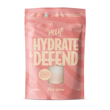 Elektrolytter Heey! Hydrate & Defend Electrolytes + Probiotics Rosa grapefrukt 240g - Bodyman.dk