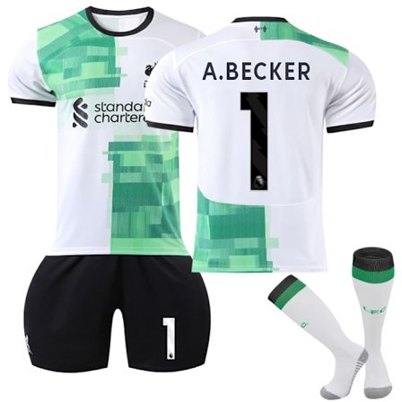 Mordely 2023-2024 Liverpool Away Kids Fotbollströja Kit nr 1 A.Becker