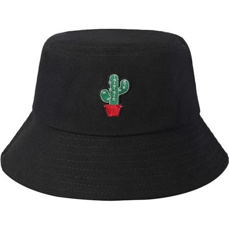 Hinkhatt i bomull, sommarfiskarhatt för kvinnor och män, (kaktus-svart