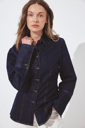 NA-KD Chemise en jean à taille marquée - - Bleu - EU 40