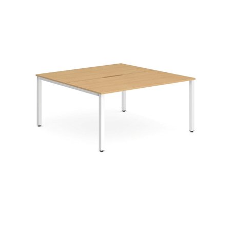 Bench desk EVOLVE, 2 person back-to-back, 1400x1600 mm, beech-white