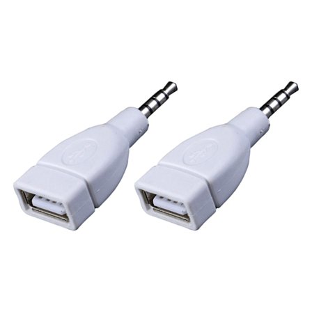 Lydkonvertere 3,5 mm AUX hann til USB 2.0 hunn-kontakter for musikkavspilling