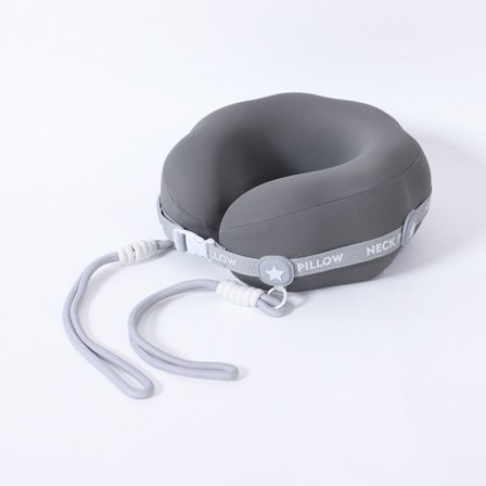 Flower U-Shaped Memory Foam Neck Pillow med lilla cloud øjenmaske - bærbar rejsehalsstøtte Black