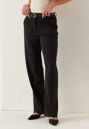 BUBBLEROOM - Straight High Waist Suit Trousers - Black