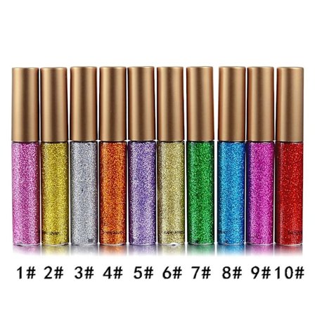 10 st/set Glitter Pigment Flytande Eyeliner Penna Snabbtorkande Smudge-fri Kosmetisk Qinhai
