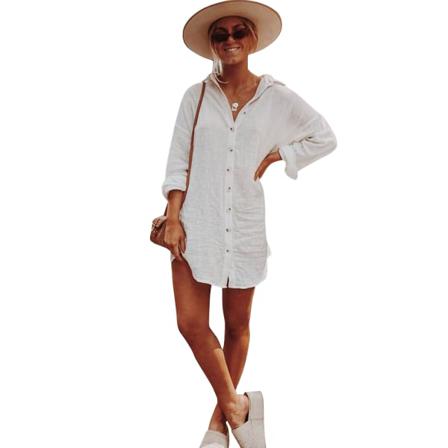 Spring White Cardigan Enkelknäppt Bottom Långärmad V-hals