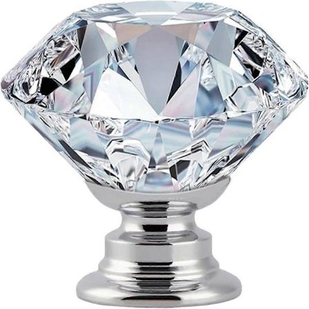 12 stk. 30 mm klare glass knotter til kommoder, sølv diamant skuff knotter trekk håndtak kjøkken skap knotter for kommode skuffer