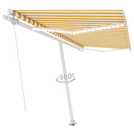 Vidaxl Markis Manuellt Infällbar Med Led 400x300 Cm Gul Och Vit Gul