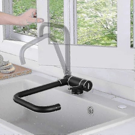 360° kääntyvä, kokoontaitettava musta keittiöhana, ikkunan eteen kokoontaitettava keittiöhana, ruostumattomasta teräksestä valmistettu kuuman ja 