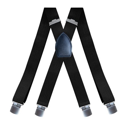 Sorte seler til mænd med meget stærke 4 clips, kraftige X-formede seler til mænd, justerbare seler