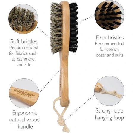 Dobbeltsidig klesbørste, Flerfarget, Tre, Flerfarget L