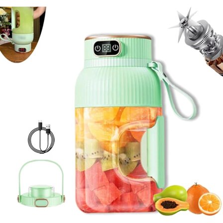 Juicing Cup, Portabel Juicing Cup med Digital Display, Frukt Blender Juicer, Milkshake och Smoothie, Trådlös Portabel Blender Uppladdningsbar (Grön)