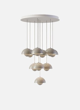 Flowerpot Chandelier VP1 10-lys Ø77 - gråbeige