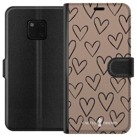 Kompatibelt Lommeboketui til Huawei Huawei Mate 20 Pro Cactus and Friends - Earthy Sketch Hearts