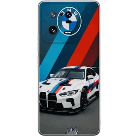 Kompatibelt Mobilskal till Xiaomi Xiaomi 13 Pro BMW M Sport design med vit racingbil och klassiska M ränder exklusivt bilmotiv perfekt för motorspor