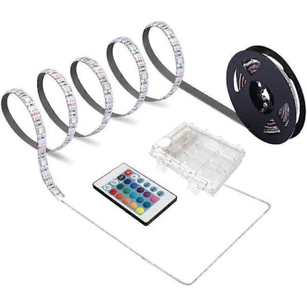 Batteridrivna LED-strip lights, 24-knapps fjärrkontroll, DIY inomhus- och utomhusdekoration, 2 meter