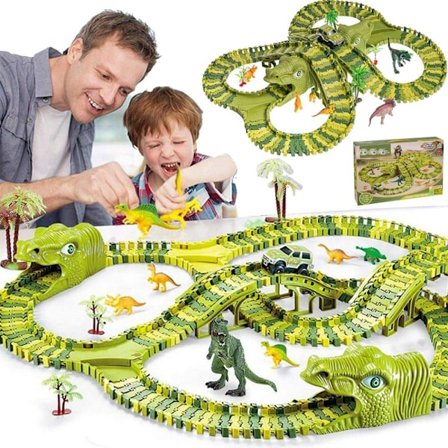 240 stk. Dinosaur Track Car Toy DIY Samling Rutsjebane Tunnel Julefødselsdagsgaver