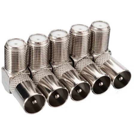 90 graders hona till hane kontakt adapter, böjd F hona till hane 9,5TV