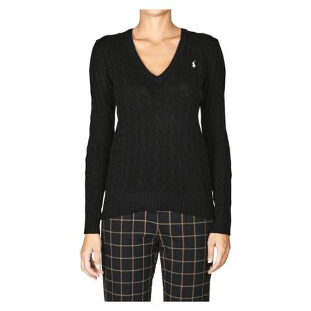 Ralph Lauren, V-neck Knitwear Zwart, Dames, Maat:M