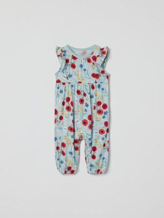 Kortermet playsuit blomstret - 56 - barneklær - green - Polarn O. Pyret