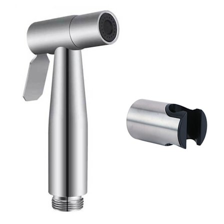 Sprøytepistol + dusjhode i rustfritt stål for veggmontering