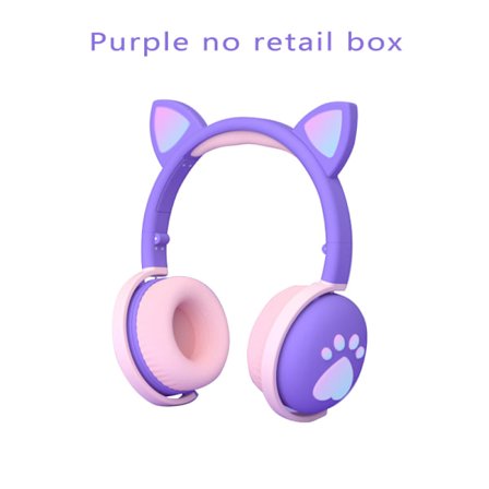 Bluetooth-hovedtelefoner til børn Kawaii Cat Ear LED Light Up Trådløst foldbart headset med 3,5 mm stik Bluetooth 5.0 til fødselsdagsgave
