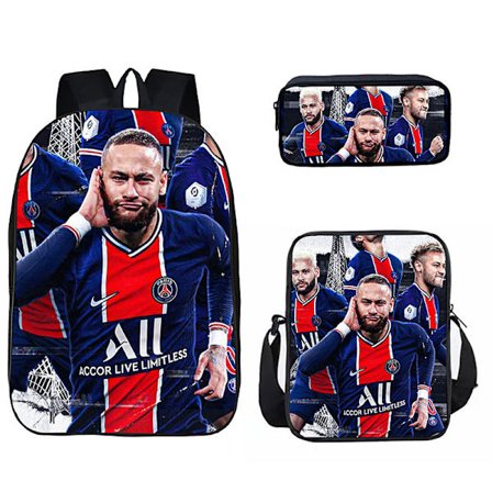 neymar Fotbollsryggsäck Student skolväska i tre set I