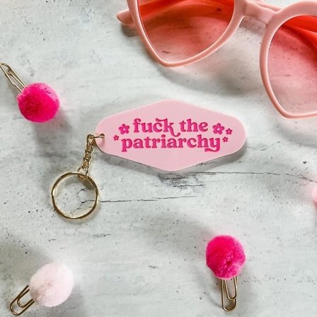 Feministinen avaimenperä, vaaleanpunainen avaimenperä, Fuck The Patriarchy Feministinen avaimenperä, Feminist Motel avaimenperä