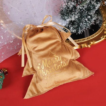 Jule slikposer Fløjlspose GULD JULETRÆ