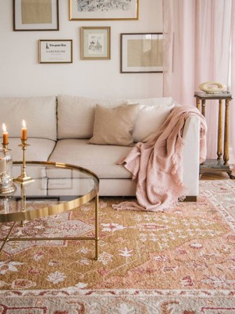 Small Zaria Rug - Light Pink/Mustard Yellow 140X200 Wool, Classic Style