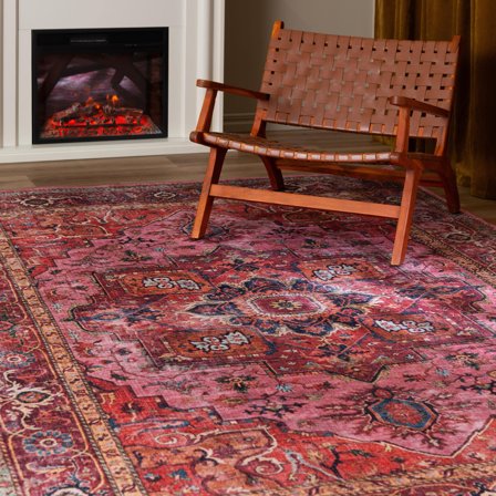 Washable Cotton Kitchen Rug - Georgia Oriental, Red, 200 x 300 cm