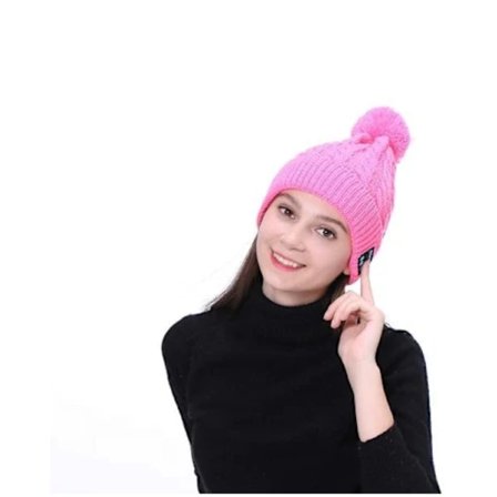 Bluetooth-mössa med tofs, rosa