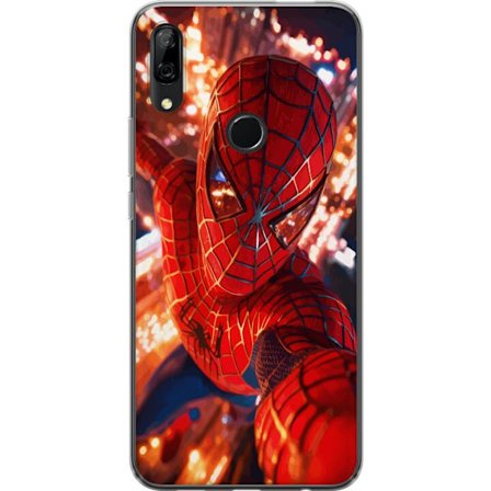 Yhteensopiva Puhelinkuori Huawei Huawei P Smart Z Spider Man intensiivisessä toiminnassa välkkyvien valojen ja dynaamisen perspektiivin kera elokuva