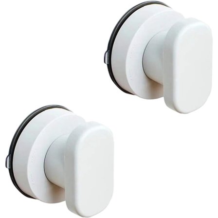 Selvklæbende skabshåndtag 2 stk. hvid 6x5cm til spejldør køleskabsskuffe med sugekop push-pull design