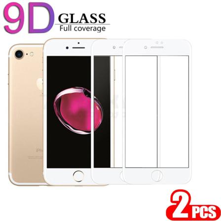 2-pack Iphone 7/8 - 9d Härdat Glass - Top Kvalitet- Vit.