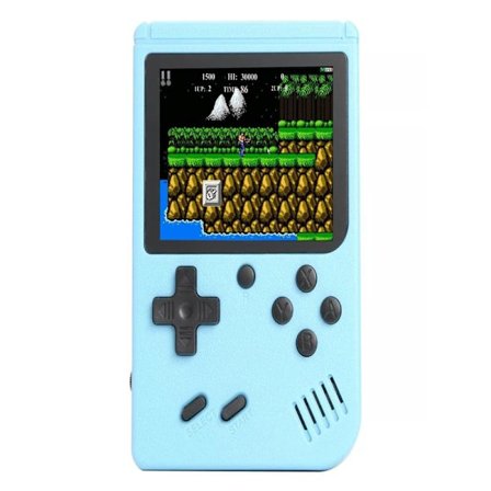 500-i-1 Retro Bærbar Spillekonsol, med 500 Klassiske Spil Indbygget, Himmelblå