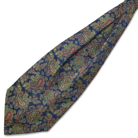 Gravata Ascot em Seda Paisley Azul-claro Colorida para homens - Plastrões