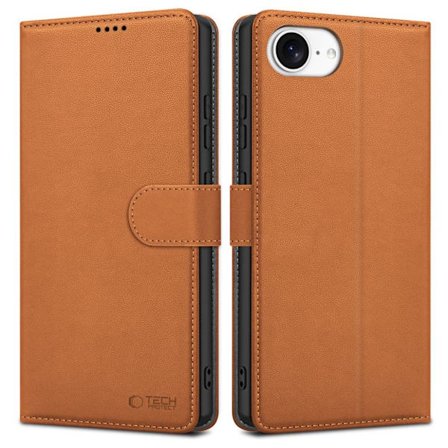Tech-Protect Wallet Cover for iPhone 16e - Brown