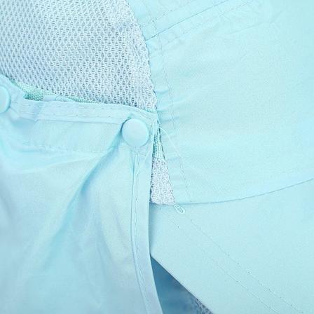 Avtagbar utomhushatt med bred skärm, öron- och nackskydd, keps för fiske, vandring och camping (ljusblå)