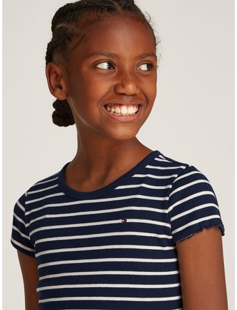 Tommy Hilfiger Rib Knit Top Ss - Navy - 40