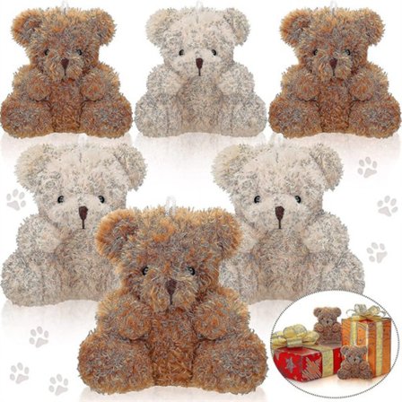 6 stk. Mini Teddybjørn Lille Bjørn Bulk 4 tommer Plysjlegetøj Lille Blød Bjørn Dukke Teddy Brun Aprikos til Babyshower Fødselsdagseksamen