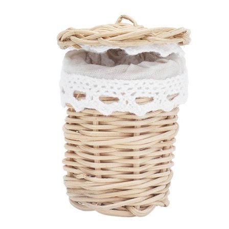 1/12 Dockhuskorg Dekoration Mini Bambu Korg Dockhus Tillbehör Spets Bambu Korg Prydnad