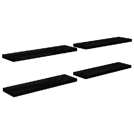 Vidaxl Svävande Vägghyllor 4 St Svart Högglans 90x23,5x3,8 Cm Md Svart