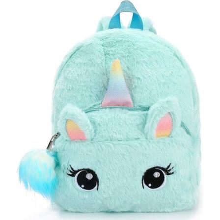 2024,unicorn ryggsekk jente blå plysj søt mini skoleveske barnehage