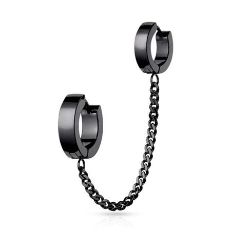 Tragus Länkad kedja med Hoops örhängen i IP-316L kirurgiskt stål 2 Svart