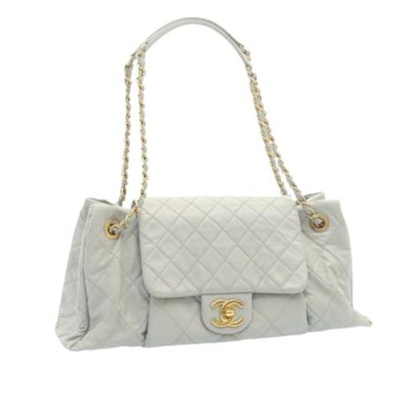 Chanel Vintage, Pre-owned Leather Shoulder Bag Grijs, Dames, Maat:ONE Size